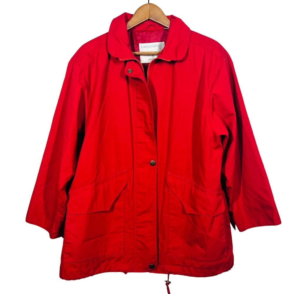 Vintage Limited Edition London Fog Snap Zip Rain Jacket Red Heritage Classic - S